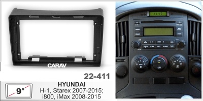 Hyundai H-1, Starex 2007-2015, i800, iMax 2008-2015, черная., 9", арт.22-411