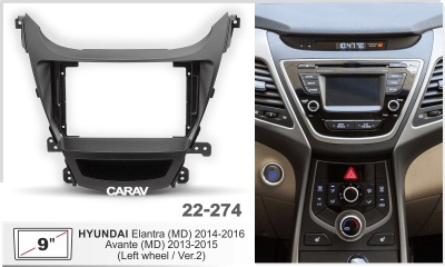 Hyundai Elantra (MD) 2014-2016, Avante (MD) 2013-2015, 9", арт. 22-274