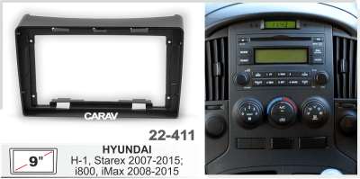 Автомагнитола Hyundai H-1, Starex 2007-2015 (ASC-09MB8 2/32, 22-411, WS-MTKI08)9", черная., серия MB, арт.HYD9160MB8 2/32