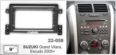 Переходная рамка Suzuki Grand Vitara, Escudo 2005+, 9", арт. 22-058